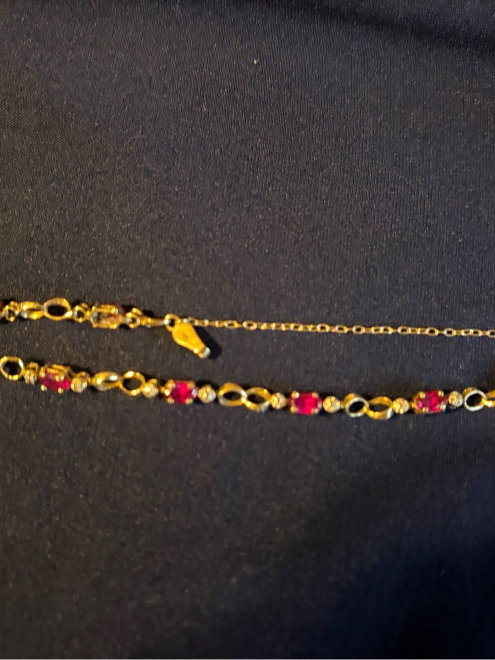 Gold-Plated Women's Bracelet with Red Gem Accents